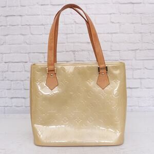 Louis Vuitton Houston Beige Vernis Satchel Shoulder Handbag Purse Tote A4393